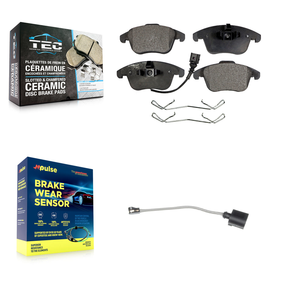 Front Ceramic Disc Brake Pads And Extra Wear Sensors Kit For Volkswagen Tiguan Limited KTW-100134