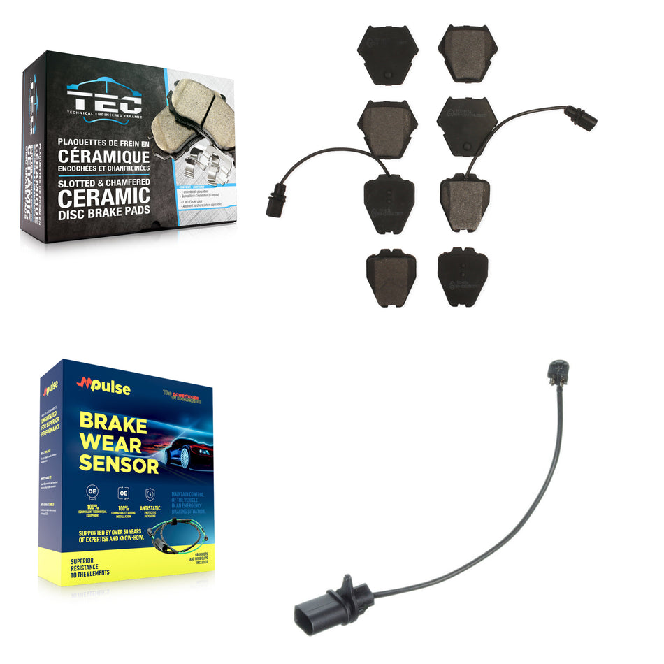 Front Ceramic Disc Brake Pads And Extra Wear Sensors Kit For Volkswagen Passat KTW-100136