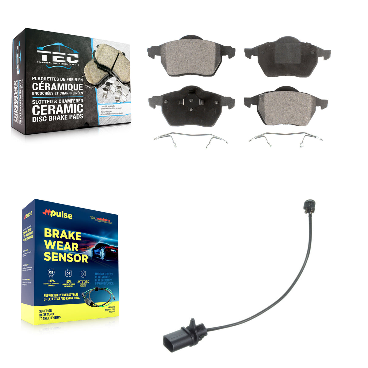 Front Ceramic Disc Brake Pads And Wear Sensors Kit For Volkswagen Passat KTW-100137