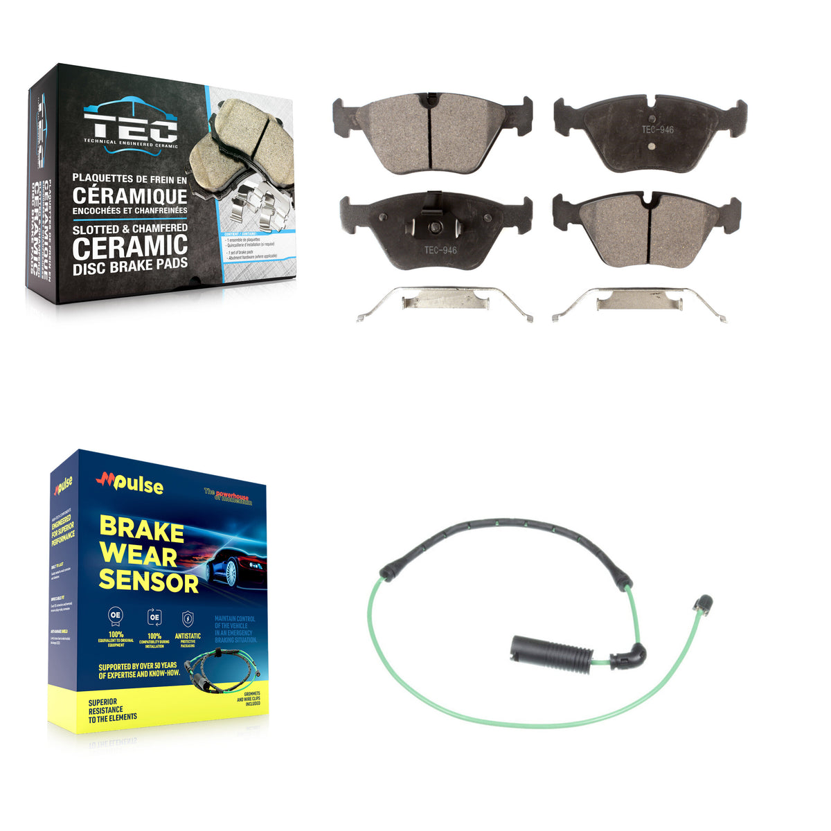 Front Ceramic Disc Brake Pads And Wear Sensors Kit For BMW 330Ci 330i 330xi M3 KTW-100138