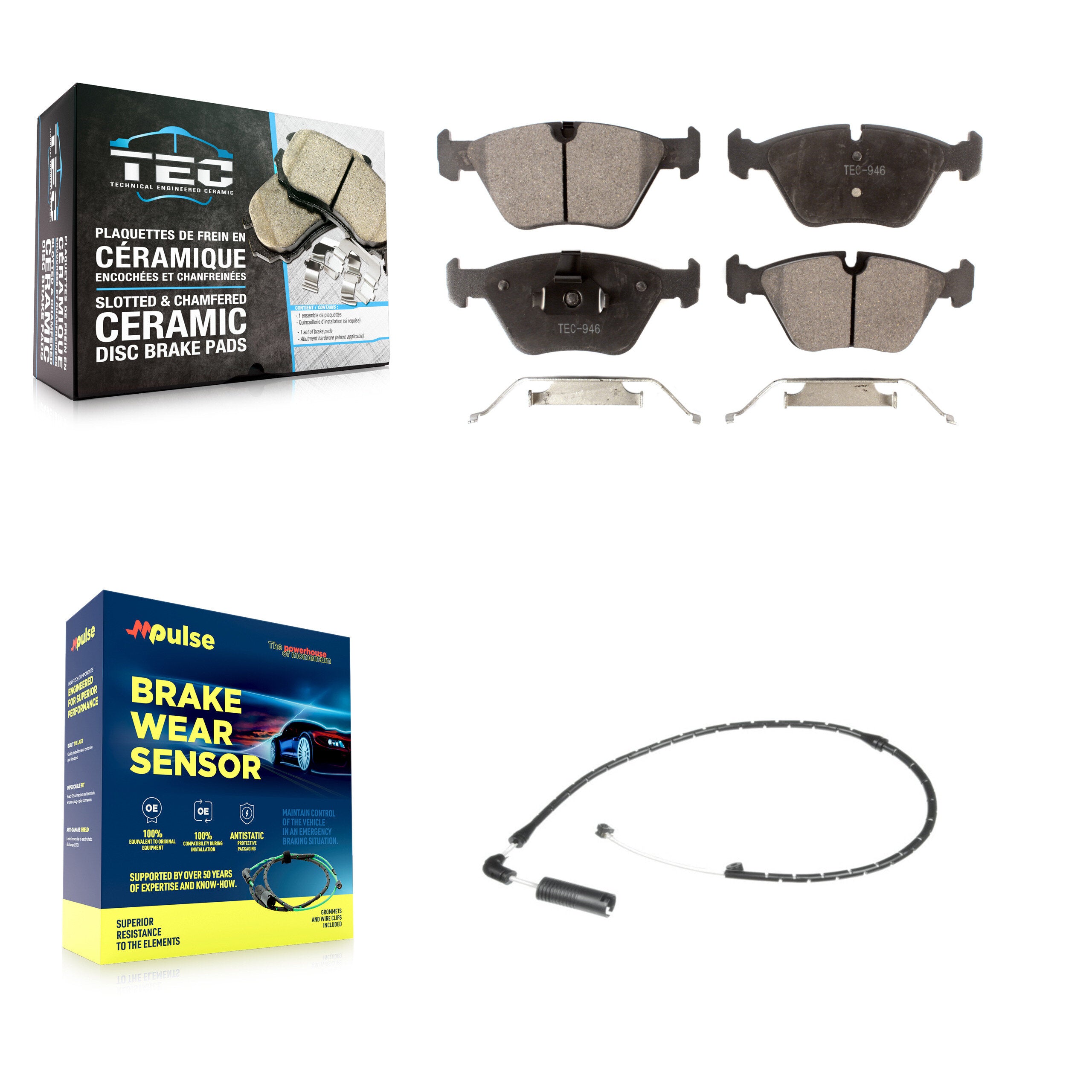 Front Ceramic Disc Brake Pads And Wear Sensors Kit For 2004-2010 BMW X3 KTW-100139