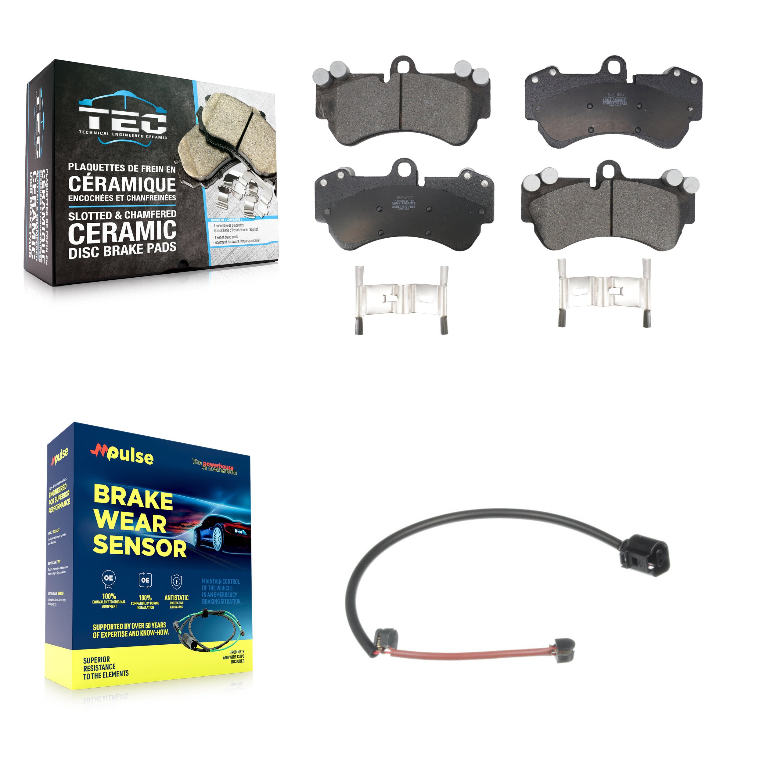 Front Ceramic Disc Brake Pads And Wear Sensors Kit For Porsche Cayenne KTW-100143