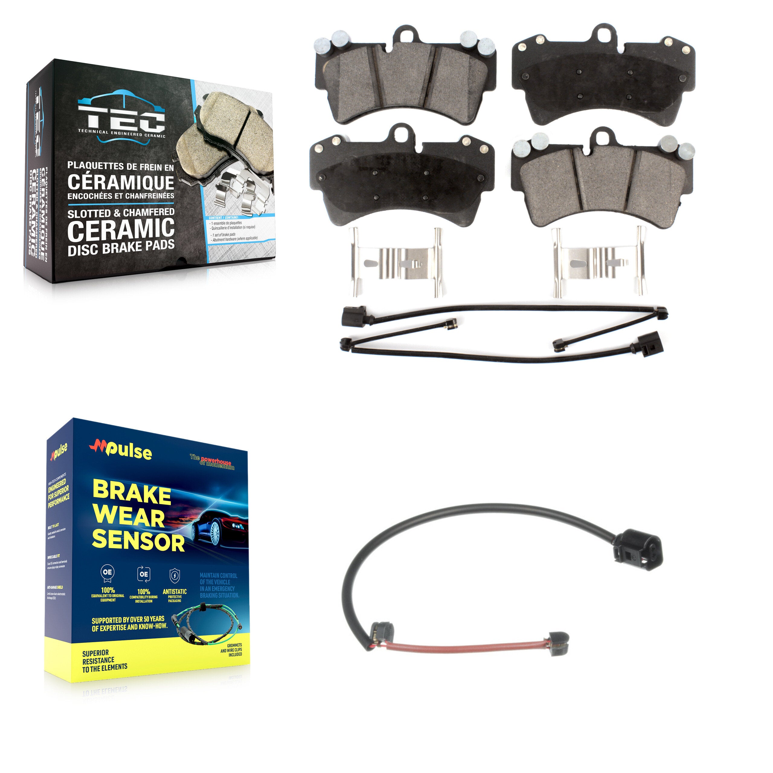Front Ceramic Disc Brake Pads And Extra Wear Sensors Kit For Audi Q7 Porsche Cayenne KTW-100144