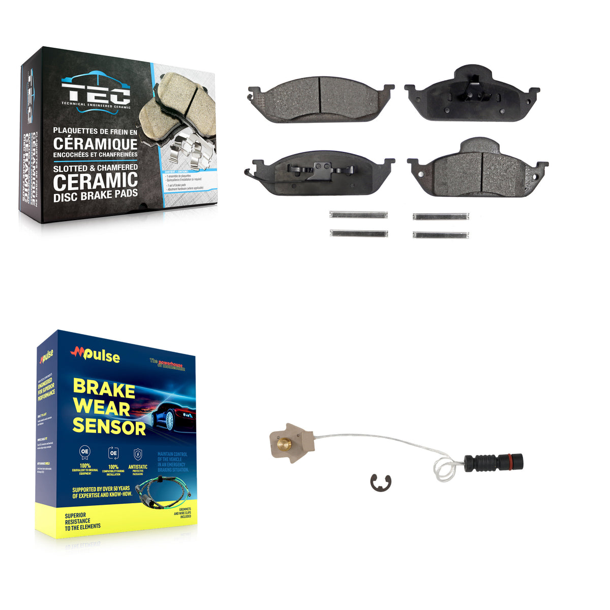 Front Ceramic Disc Brake Pads And Wear Sensors Kit For Mercedes-Benz ML320 ML350 ML430 KTW-100147