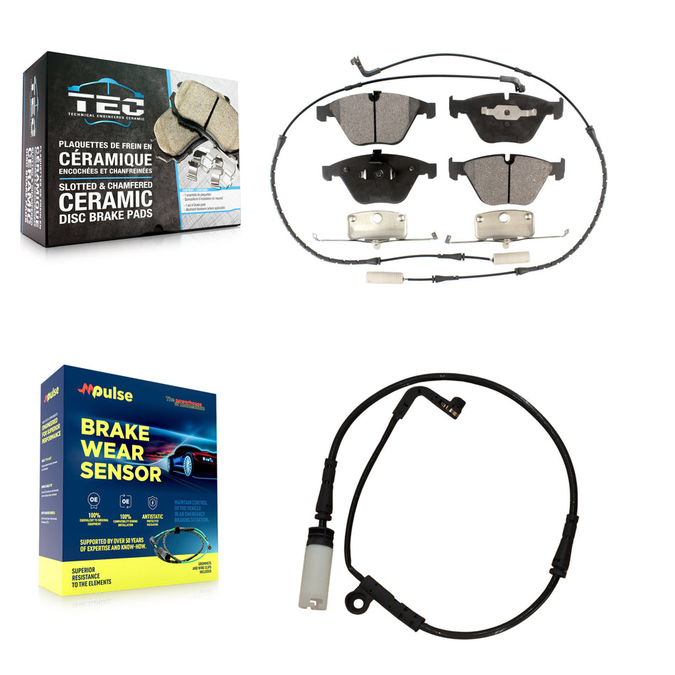 Front Ceramic Brake Pad And Extra Wear Sensor Kit For BMW 530i 528i xDrive 525i 535i 550i KTW-100154