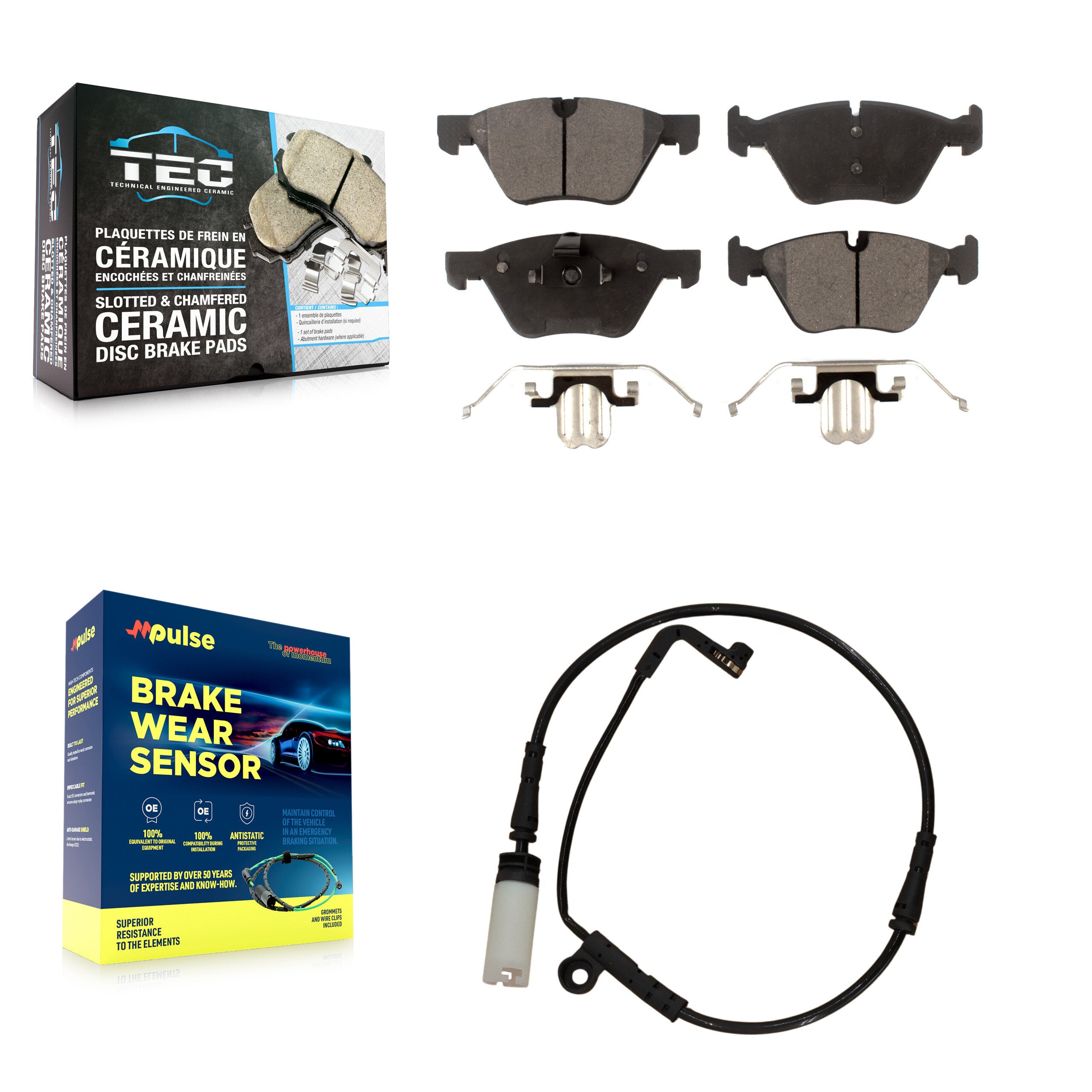 Front Ceramic Disc Brake Pad Wear Sensor Kit For BMW 525i With 310mm Diameter Rotor KTW-100155