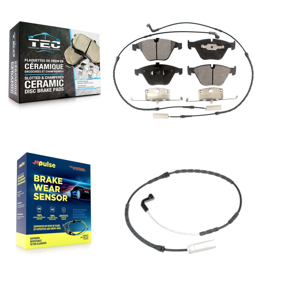 Front Ceramic Brake Pad And Extra Wear Sensor Kit For 2009-2010 BMW 328i xDrive 335i 3.0L KTW-100159