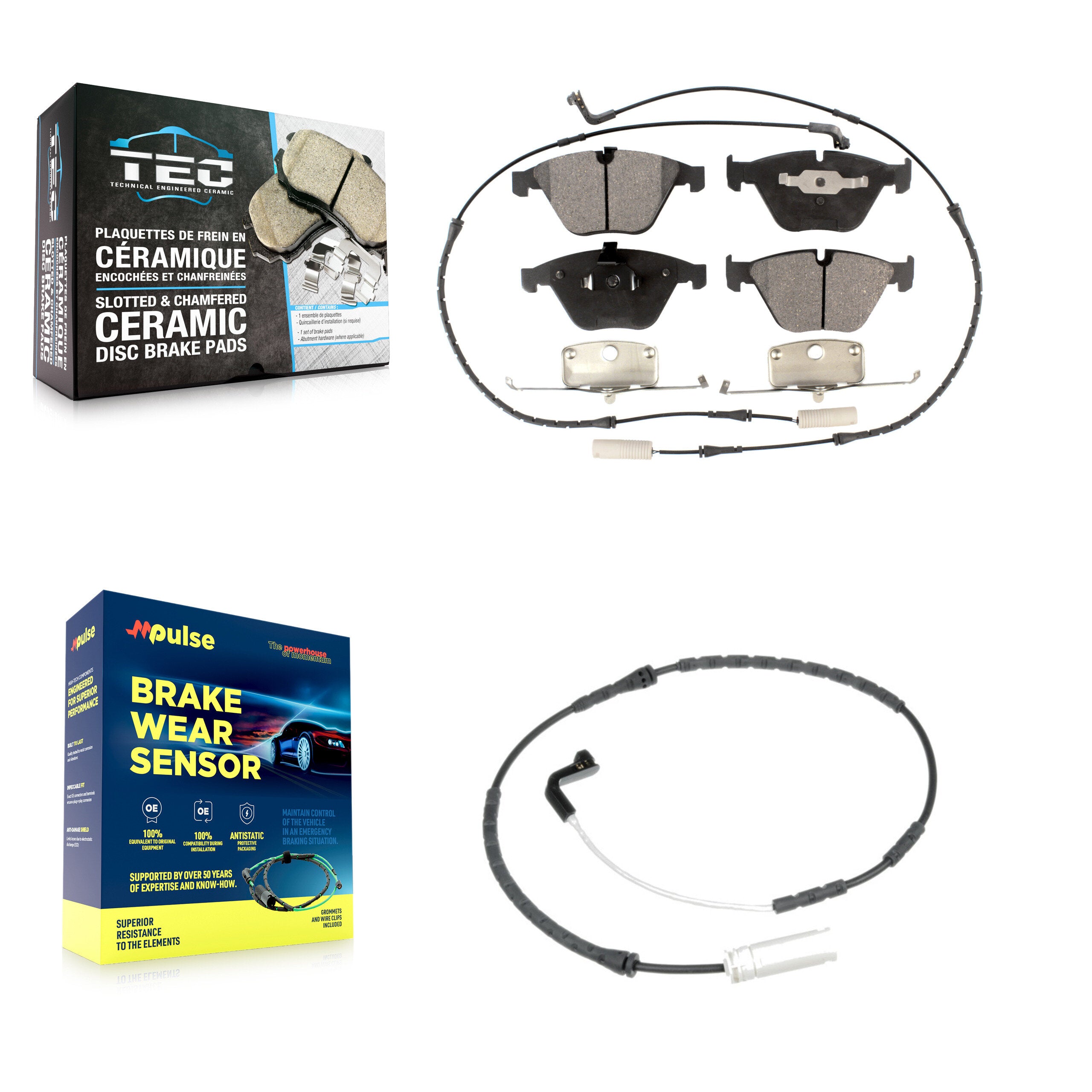 Front Ceramic Brake Pad And Extra Wear Sensor Kit For 2009-2010 BMW 328i xDrive 335i 3.0L KTW-100159