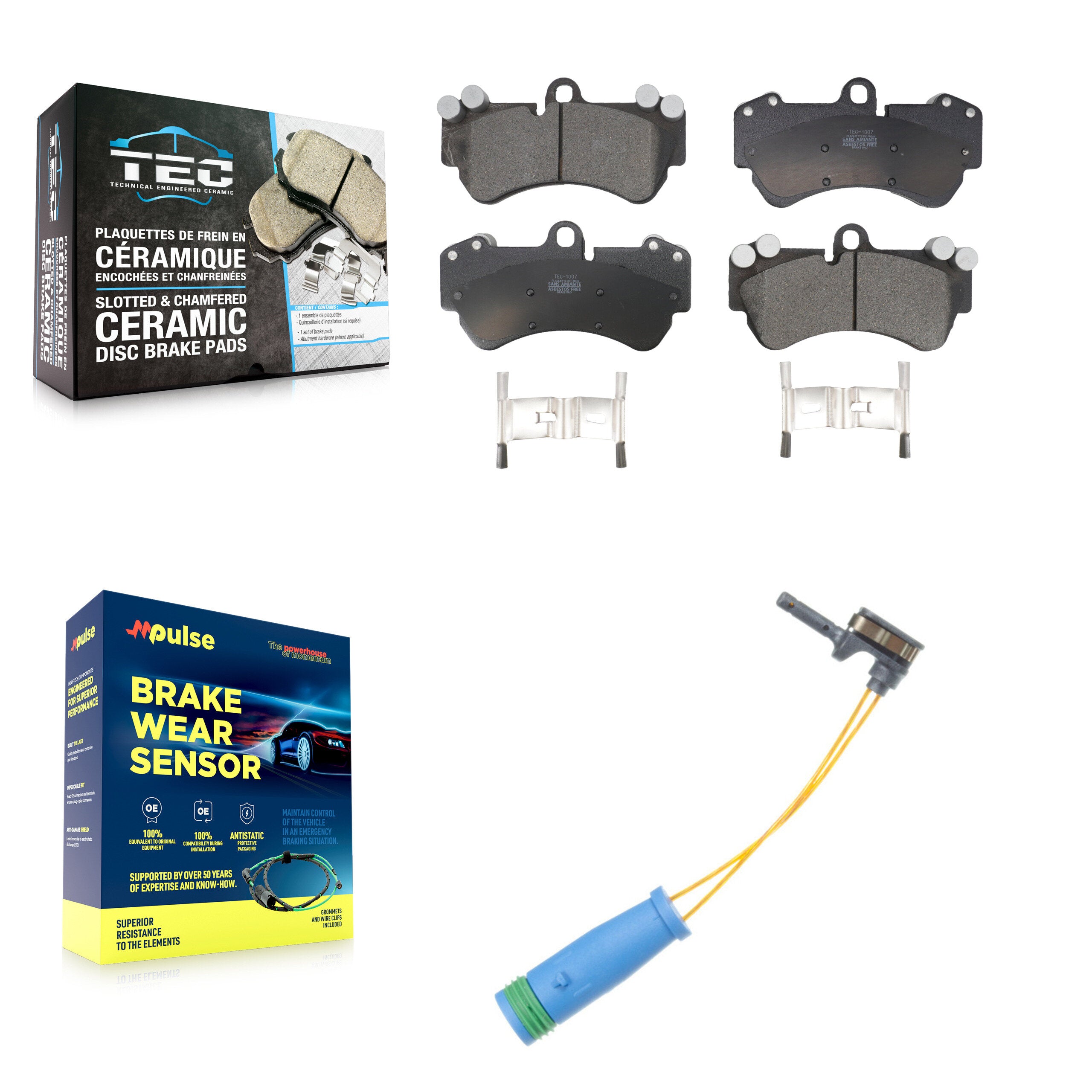 Front Ceramic Disc Brake Pads And Wear Sensors Kit For 2017-2018 Mercedes-Benz G550 4x4 KTW-100162