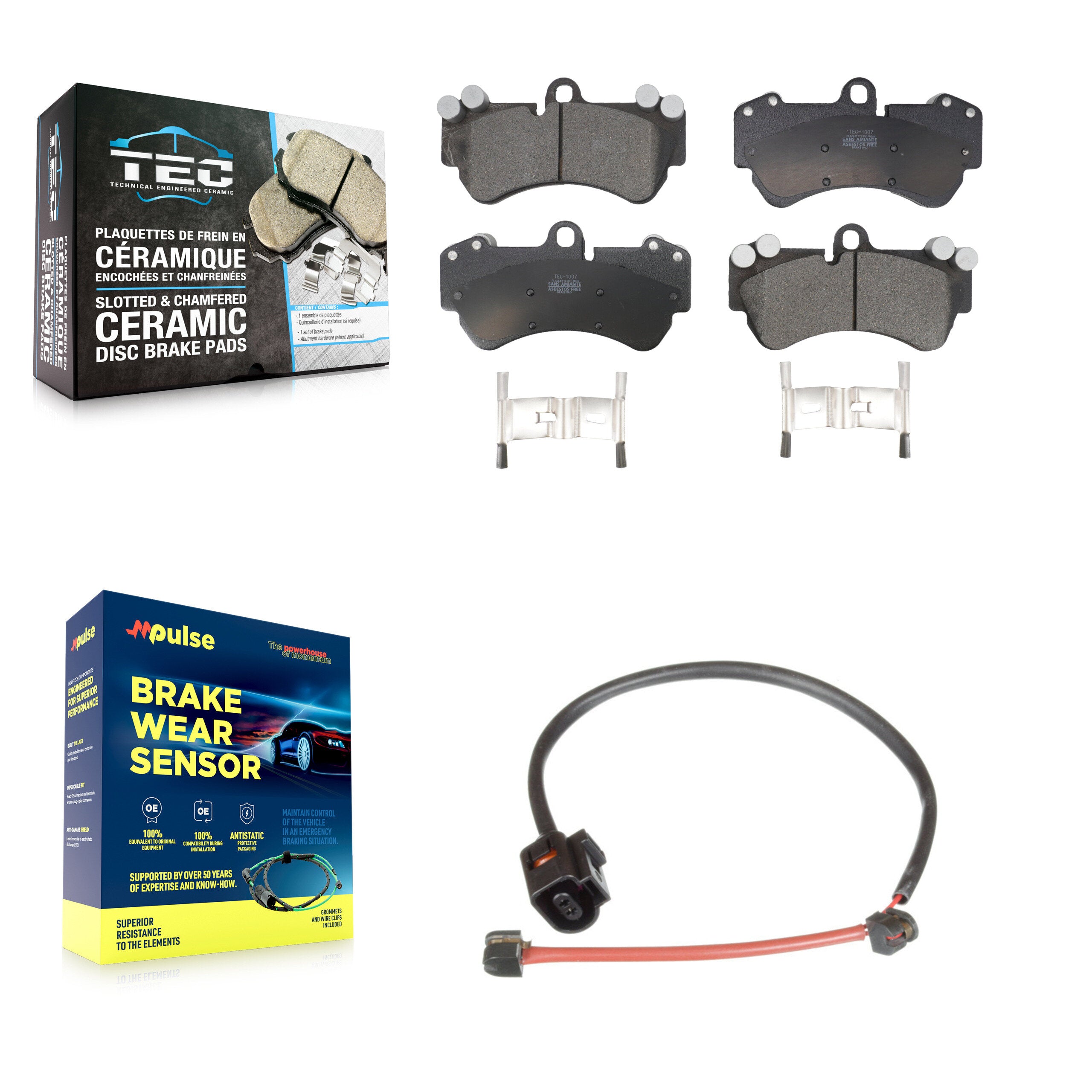 Front Ceramic Disc Brake Pads And Wear Sensors Kit For Porsche Cayenne KTW-100163
