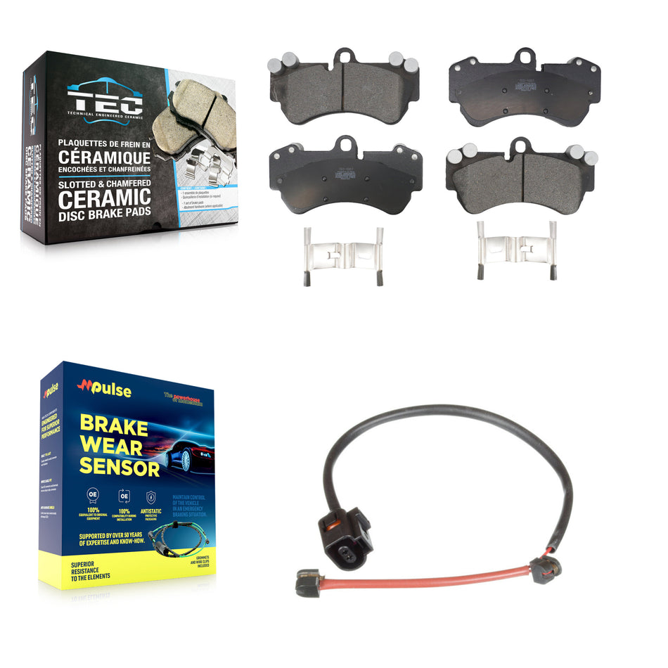Front Ceramic Disc Brake Pads And Wear Sensors Kit For Porsche Cayenne KTW-100163
