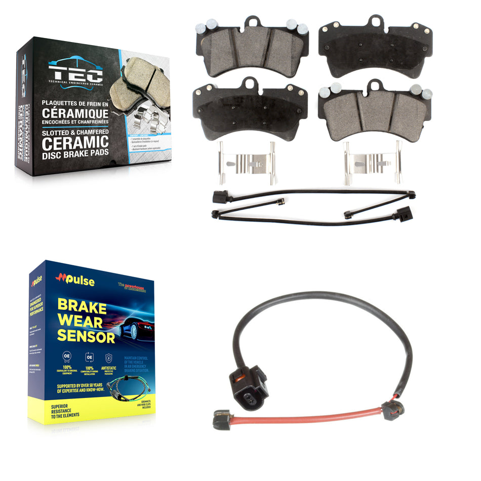 Front Ceramic Disc Brake Pads And Extra Wear Sensors Kit For Porsche Cayenne KTW-100164