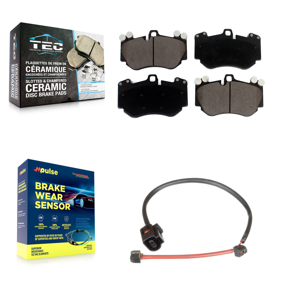 Front Ceramic Disc Brake Pads And Wear Sensors Kit For Porsche Cayenne KTW-100165