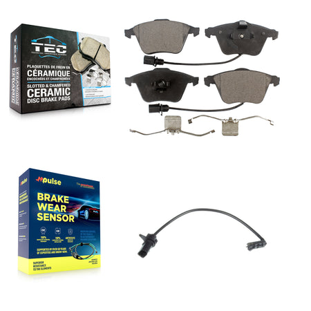 Front Ceramic Disc Brake Pads And Extra Wear Sensors Kit For 2011 Audi A6 KTW-100167