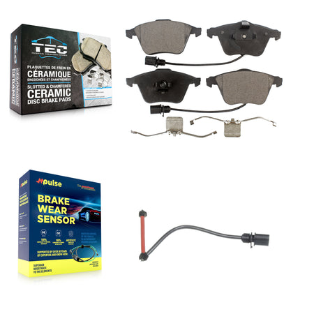 Front Ceramic Disc Brake Pads And Extra Wear Sensors Kit For 2011 Audi A6 Quattro KTW-100168