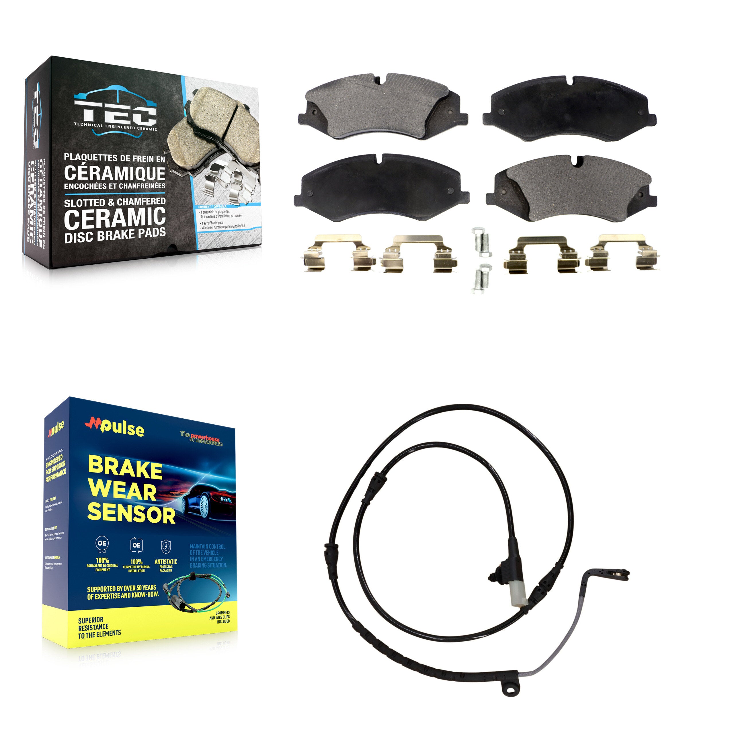 Front Ceramic Brake Pad Wear Sensor Kit For 10-13 Land Rover Range Sport with 360mm Rotor KTW-100172