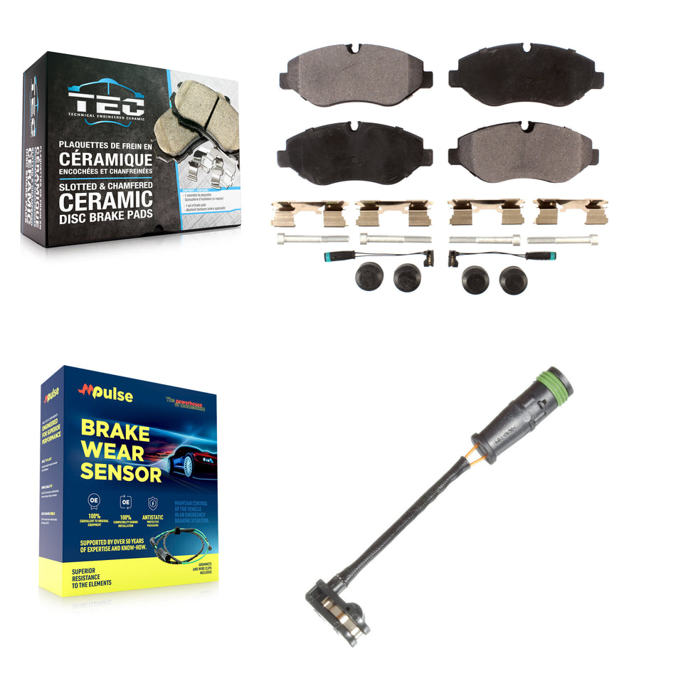 Front Ceramic Disc Brake Pad Extra Wear Sensor Kit For Mercedes-Benz Sprinter 2500 Metris KTW-100186
