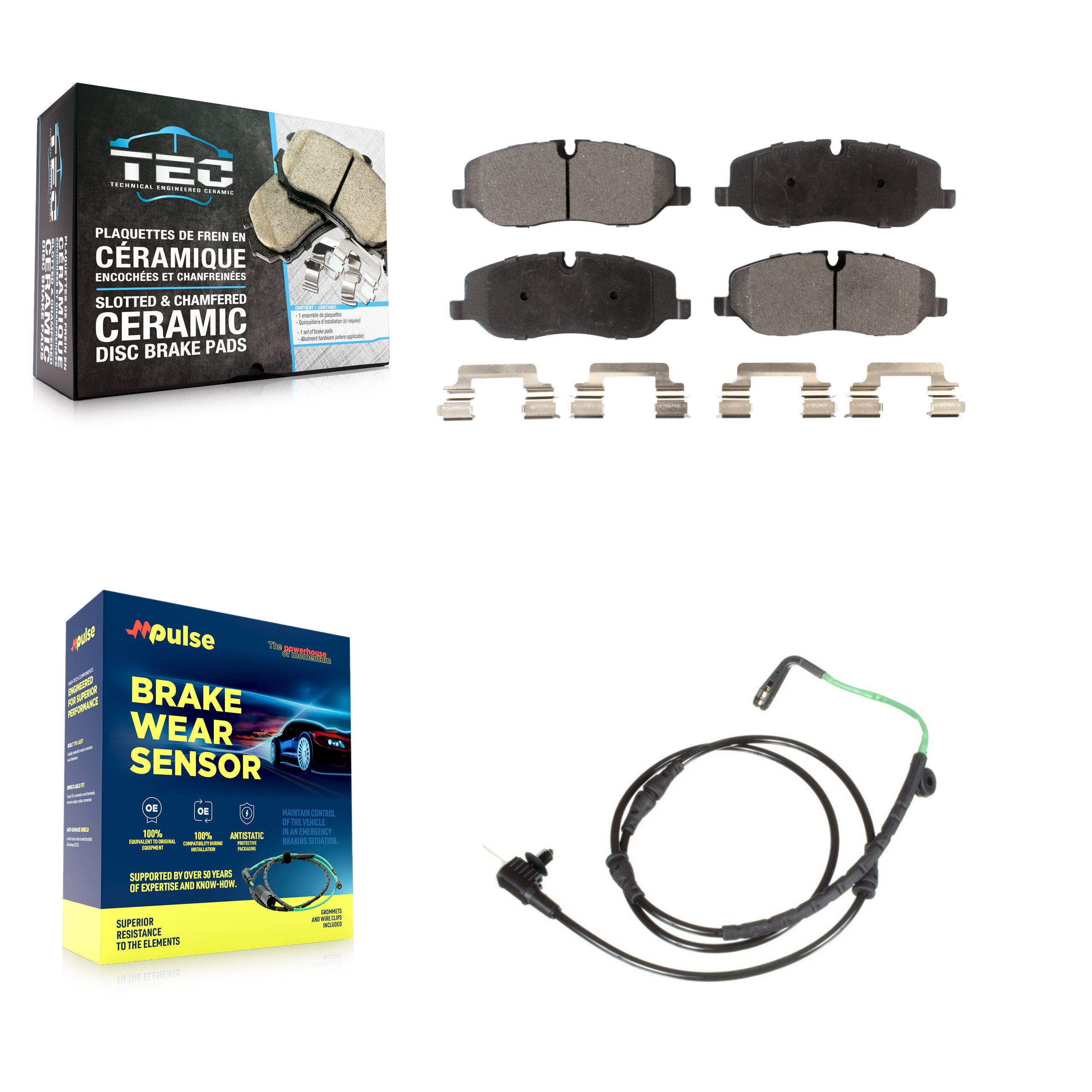 Front Ceramic Disc Brake Pads And Wear Sensors Kit For 2005 Land Rover LR3 4.4L KTW-100189