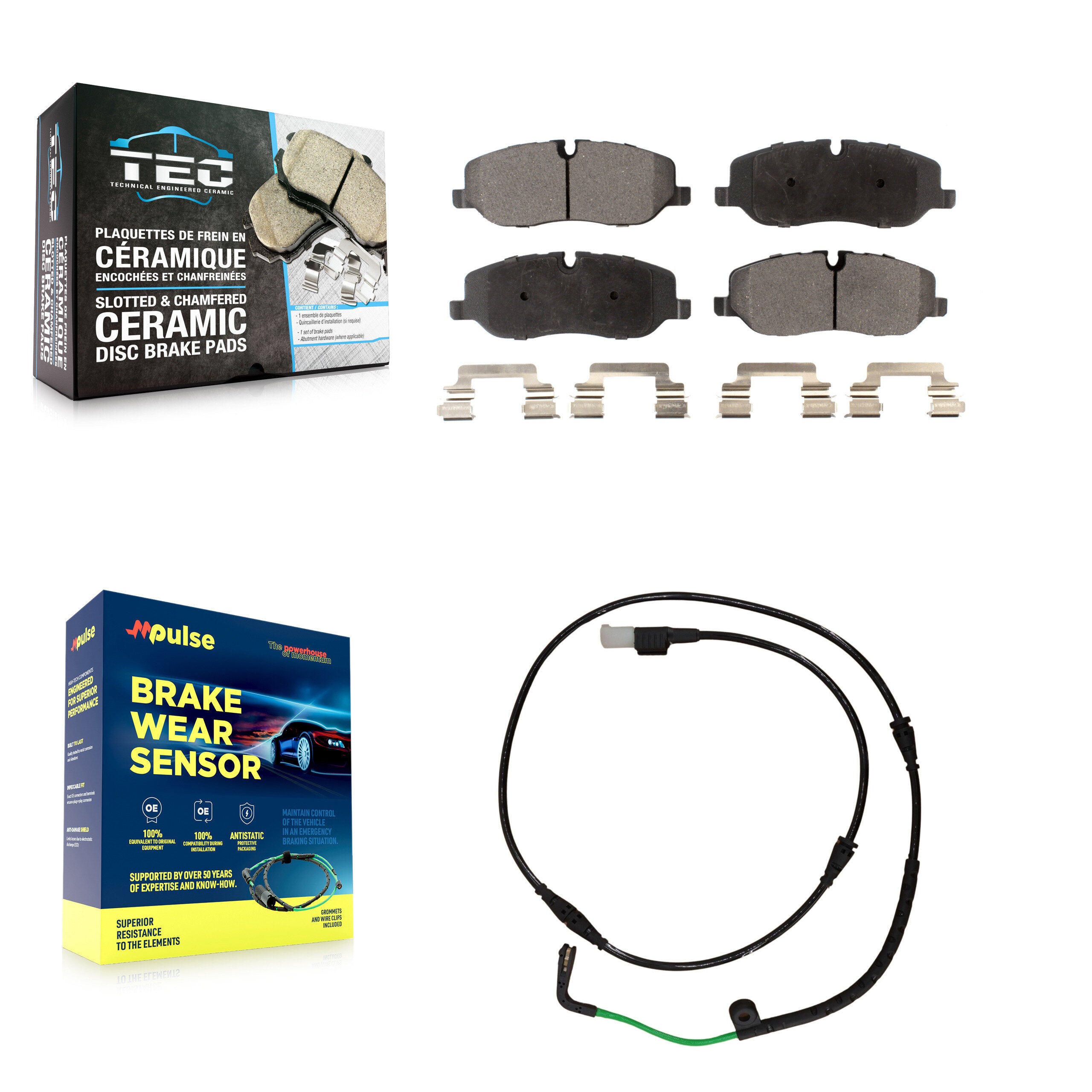 Front Ceramic Disc Brake Pads And Wear Sensors Kit For 2005-2009 Land Rover LR3 4.4L KTW-100190