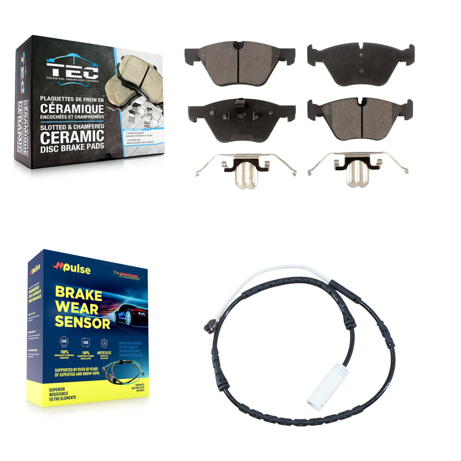 Front Ceramic Disc Brake Pads And Wear Sensors Kit For 2012 BMW X1 xDrive28i KTW-100194