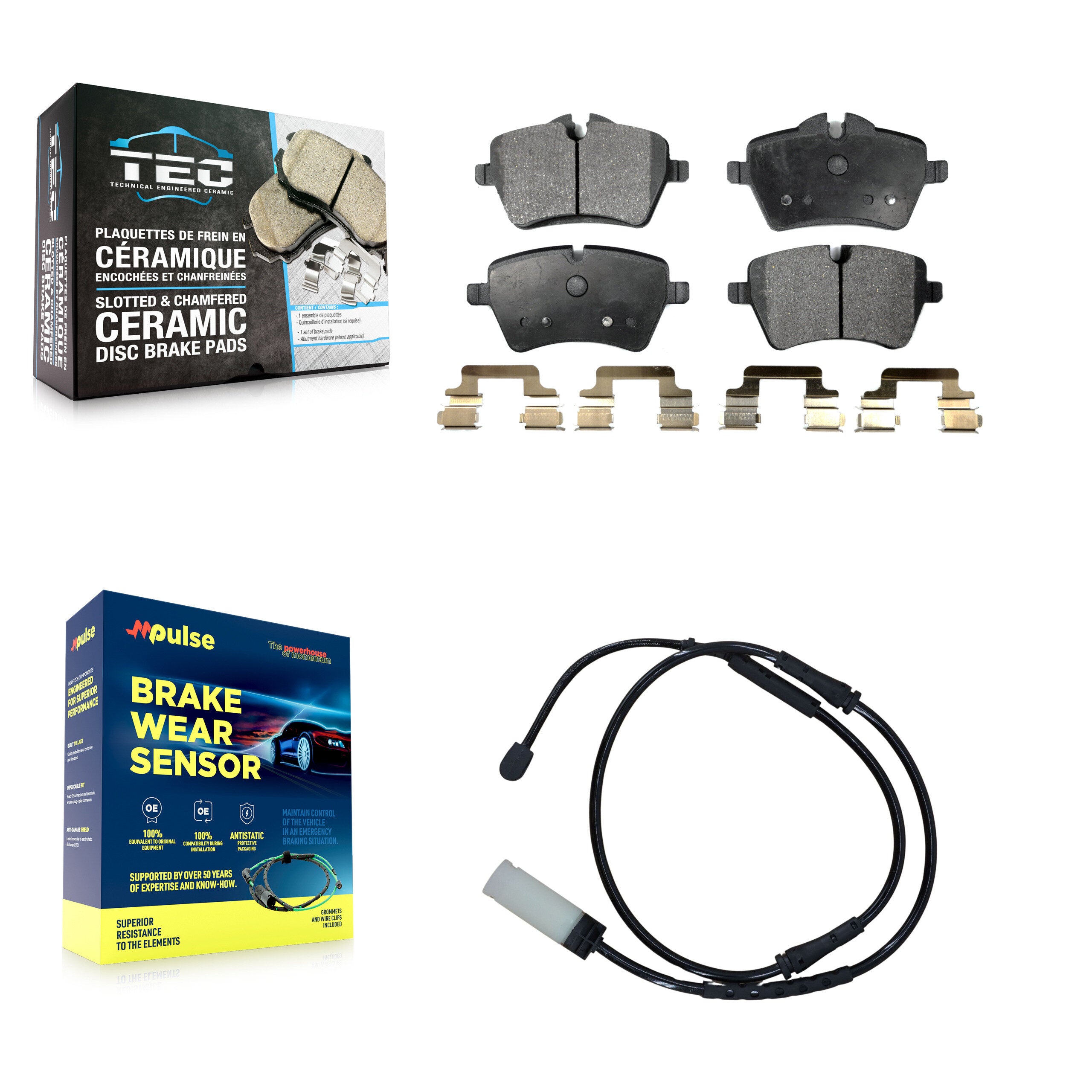 Front Ceramic Disc Brake Pads And Wear Sensors Kit For Mini Cooper Countryman Paceman KTW-100203