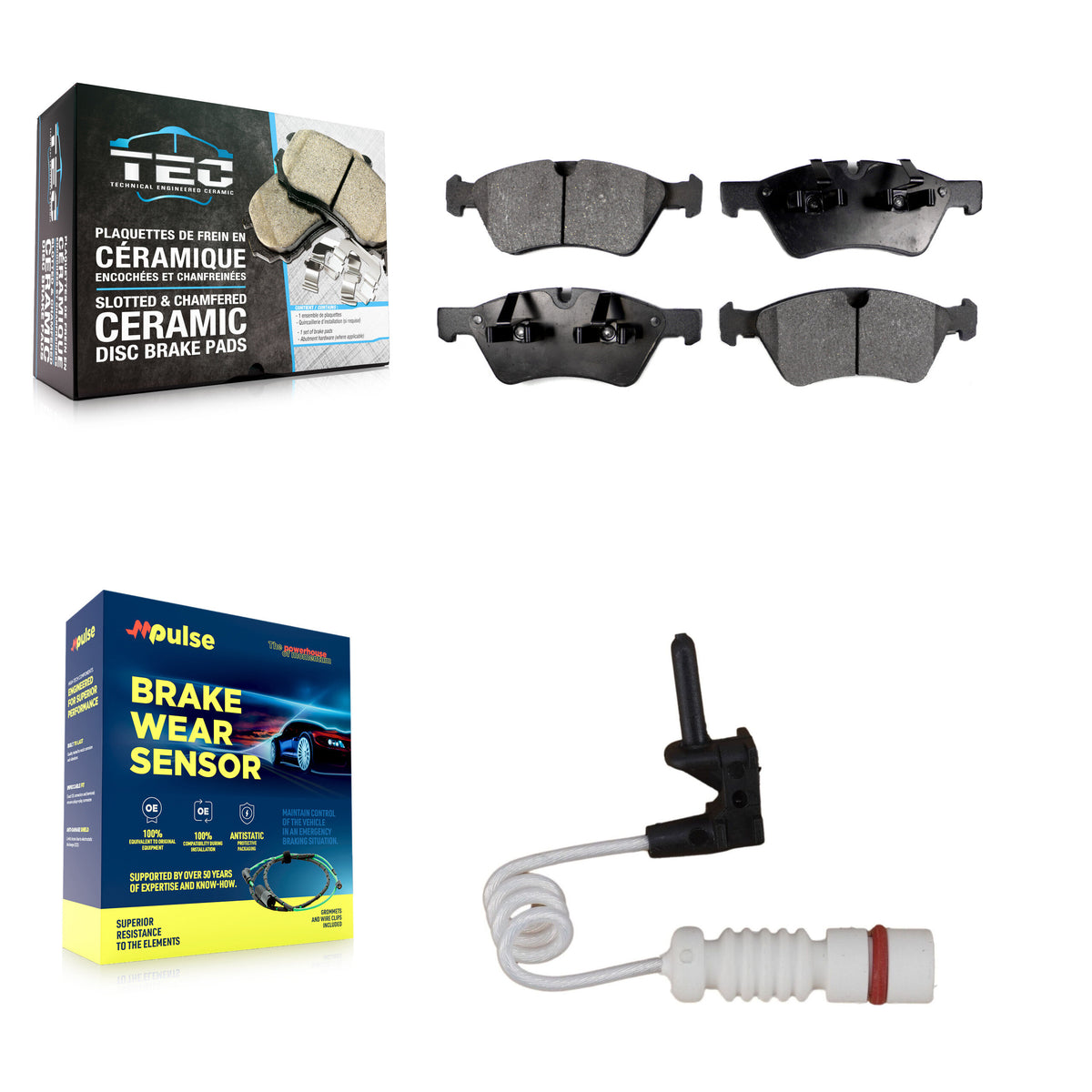 Front Ceramic Disc Brake Pad And Wear Sensor Kit For 2008 Mercedes-Benz G55 AMG 5.0L 5.5L KTW-100209