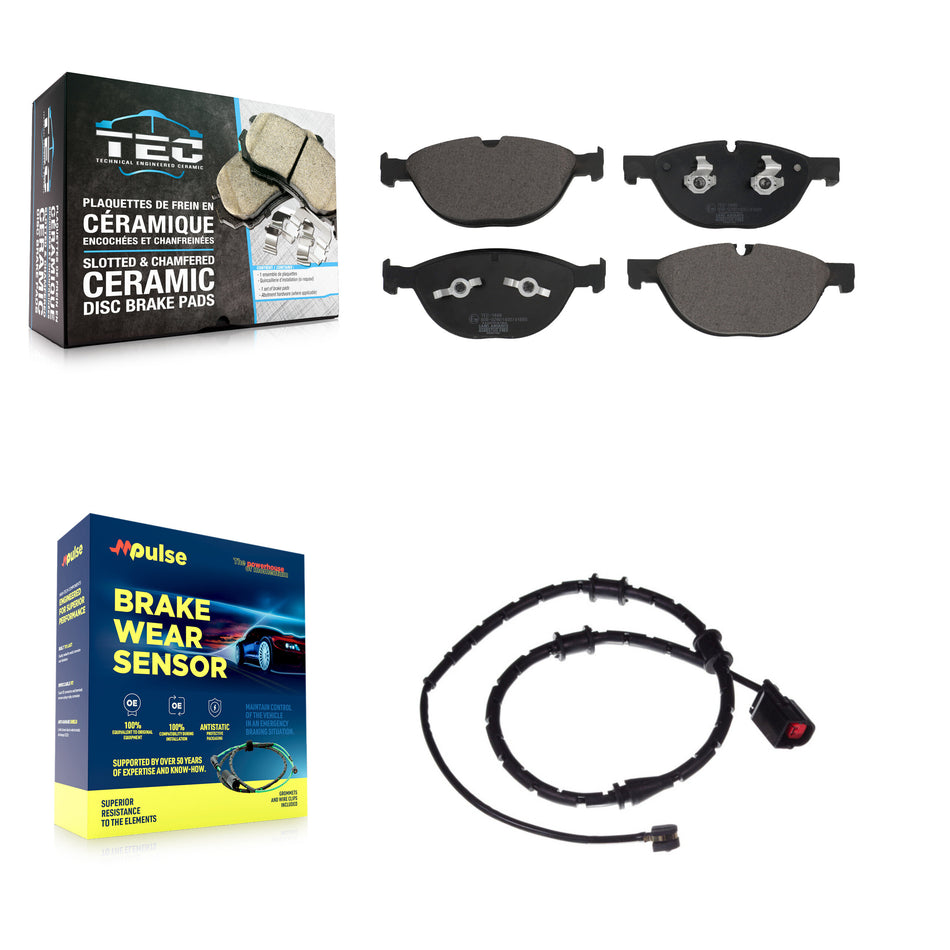 Front Ceramic Brake Pad Wear Sensor Kit For 2019 Jaguar XJ AWD with 5.0L Disc rear brakes KTW-100225