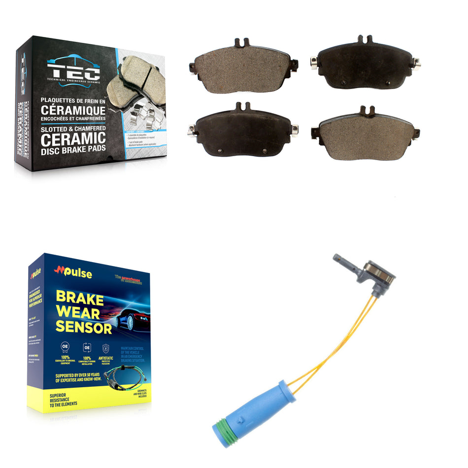 Front Ceramic Brake Pad & Wear Sensor Kit For Mercedes-Benz GLA250 CLA250 B250 B Electric KTW-100227