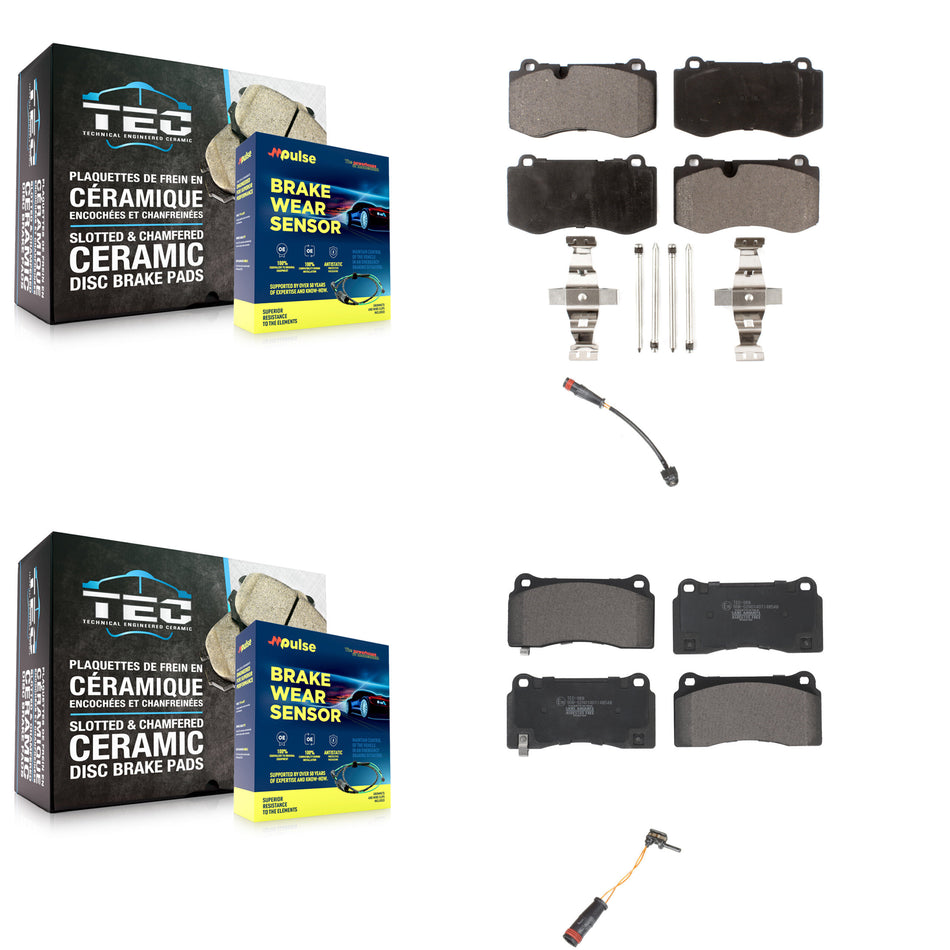 Front Rear Ceramic Disc Brake Pads Wear Sensor Kit For 2011-2014 Mercedes-Benz CL550 4.7L KTW-100228
