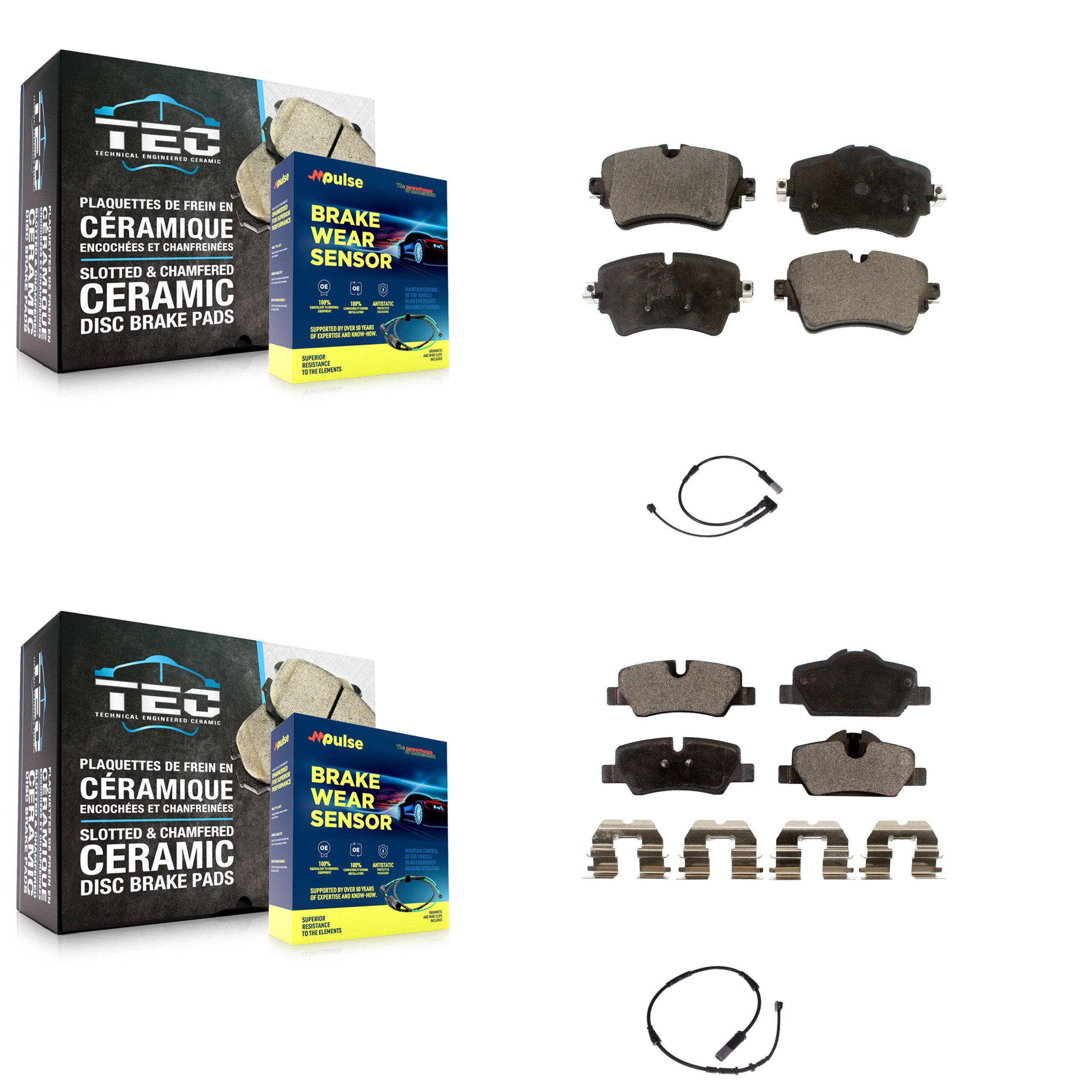 Front Rear Ceramic Disc Brake Pads And Wear Sensors Kit For Mini Cooper KTW-100230