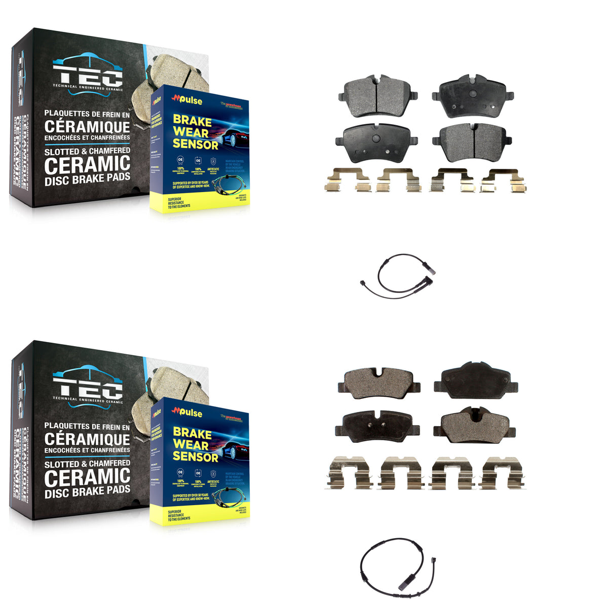 Front Rear Ceramic Disc Brake Pads And Wear Sensors Kit For Mini Cooper KTW-100232