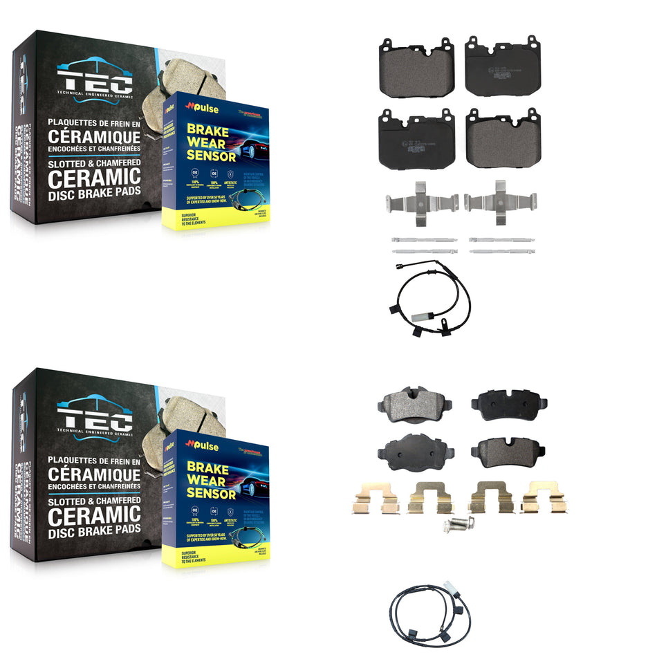 Front Rear Ceramic Disc Brake Pads And Wear Sensors Kit For Mini Cooper KTW-100237