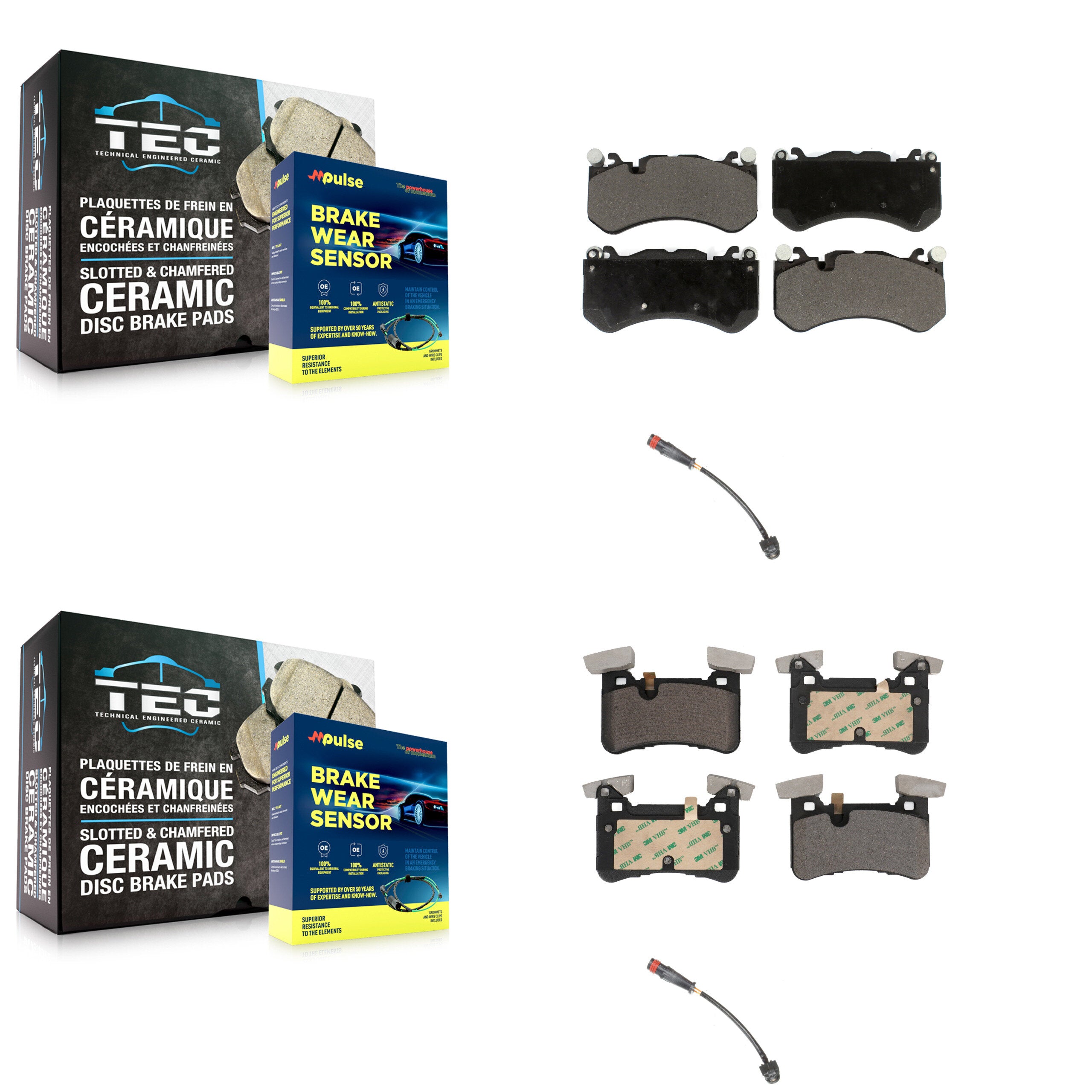 Front Rear Ceramic Disc Brake Pad & Wear Sensor Kit For Mercedes-Benz C63 AMG E63 S CLS63 KTW-100241