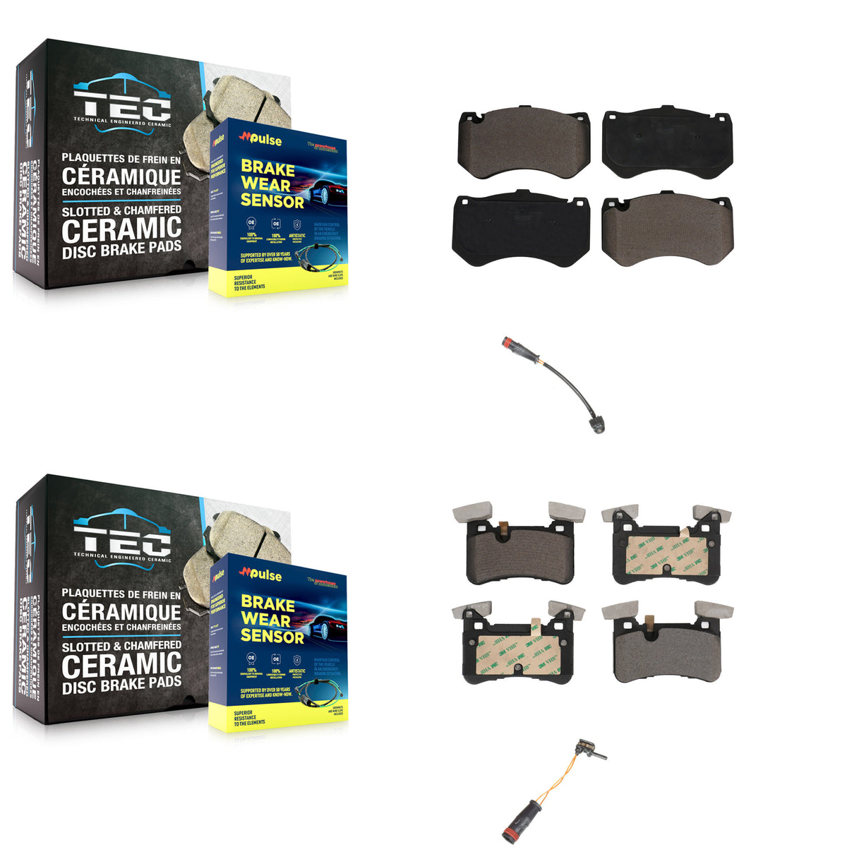 Front Rear Ceramic Disc Brake Pads And Wear Sensors Kit For Mercedes-Benz C63 AMG S KTW-100243