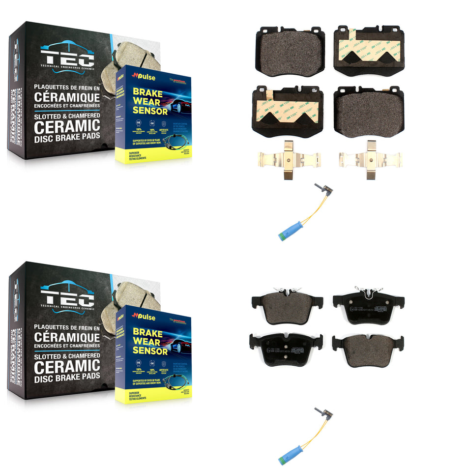 Front Rear Ceramic Disc Brake Pads And Wear Sensors Kit For Mercedes-Benz C300 C400 C350e KTW-100244