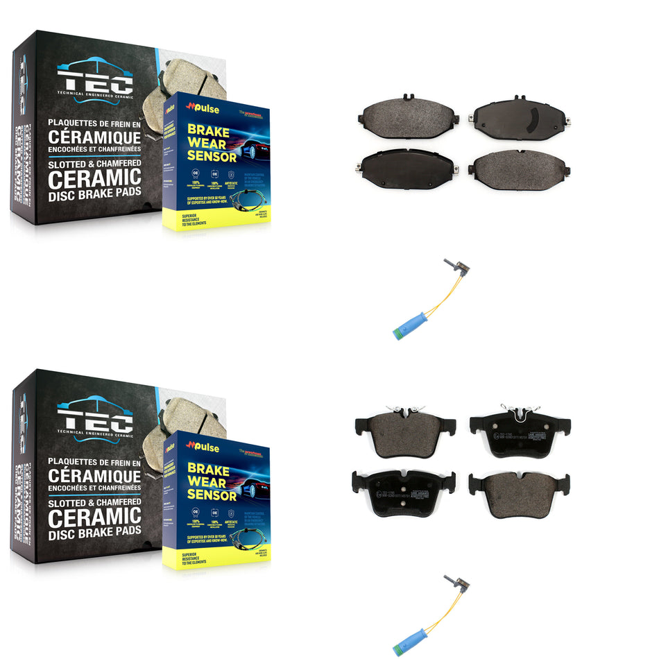 Front Rear Ceramic Brake Pad Wear Sensor Kit For Mercedes-Benz C300 Without Sport Package KTW-100245