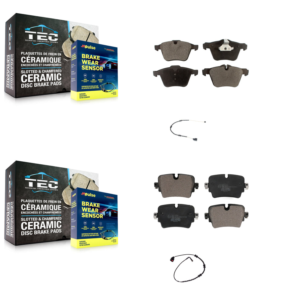 Front Rear Ceramic Disc Brake Pads And Wear Sensors Kit For Jaguar F-Type KTW-100248
