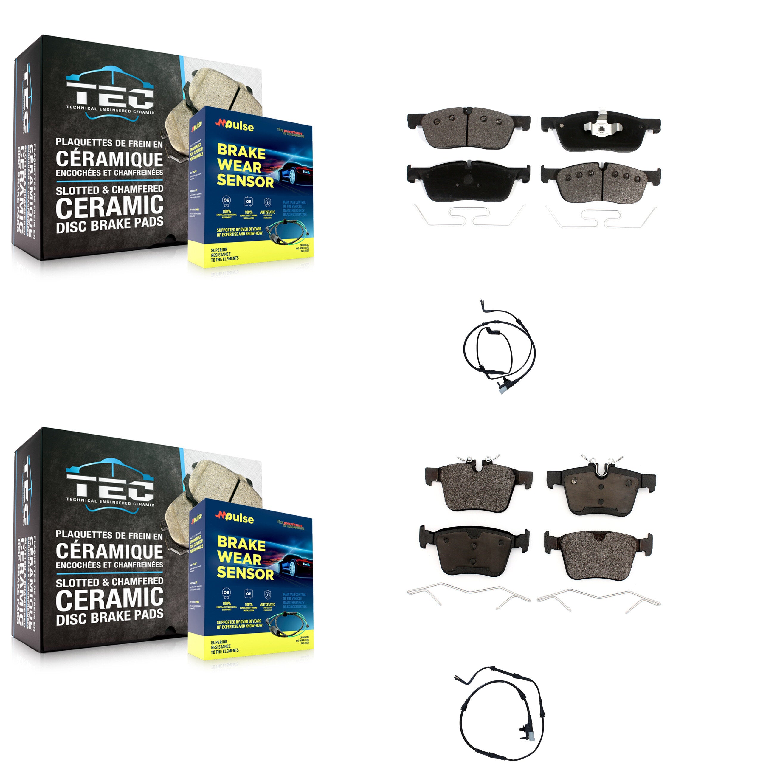 Front Rear Ceramic Disc Brake Pads And Wear Sensors Kit For Land Rover Discovery Sport KTW-100249