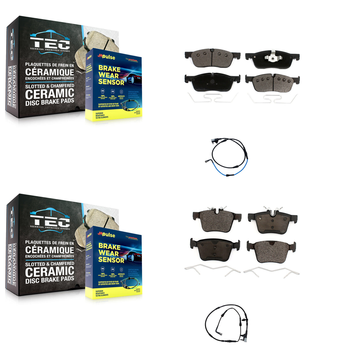 Front Rear Ceramic Disc Brake Pads And Wear Sensors Kit For Jaguar XE XF KTW-100251