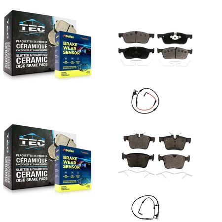 Front Rear Ceramic Disc Brake Pads And Wear Sensors Kit For Jaguar XE KTW-100253