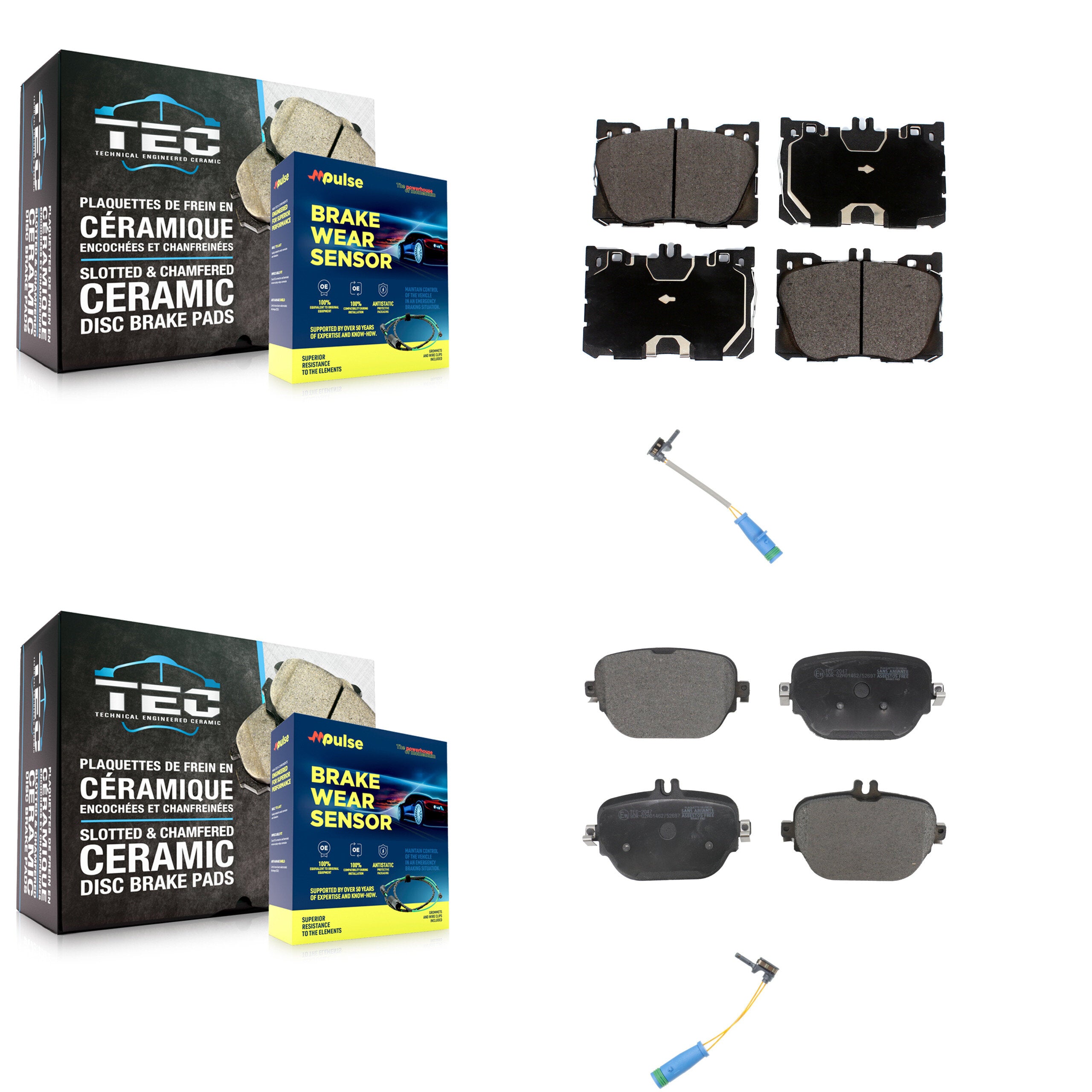 Front Rear Ceramic Brake Pad And Wear Sensor Kit For 2019-2020 Mercedes-Benz E53 AMG 3.0L KTW-100255