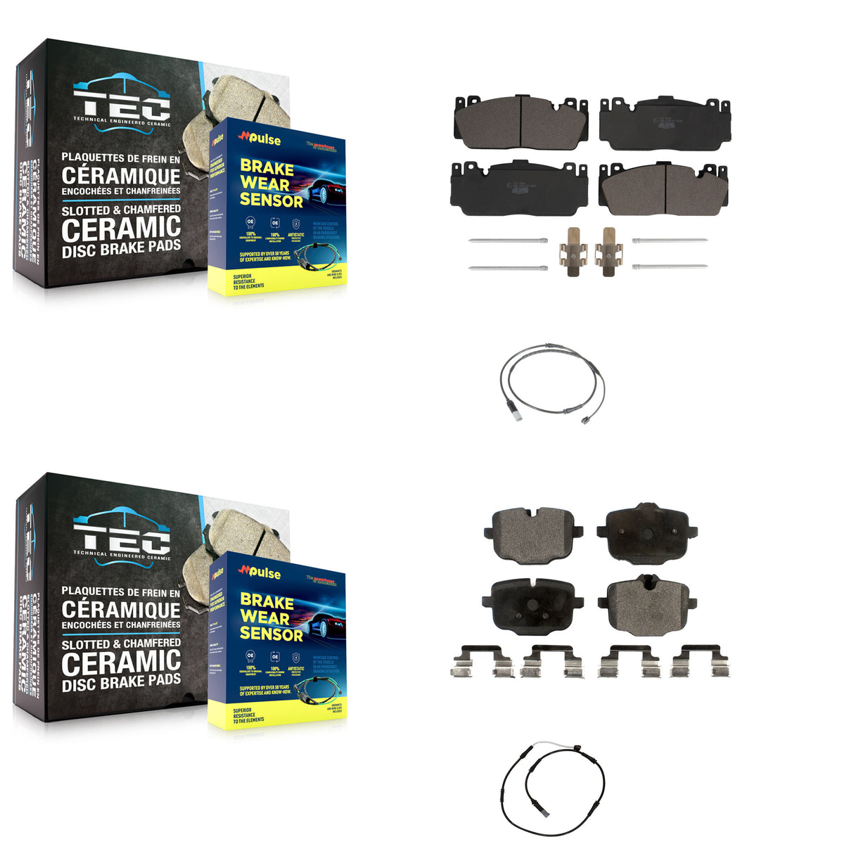 Front Rear Ceramic Disc Brake Pads And Wear Sensors Kit For BMW M6 Gran Coupe KTW-100261