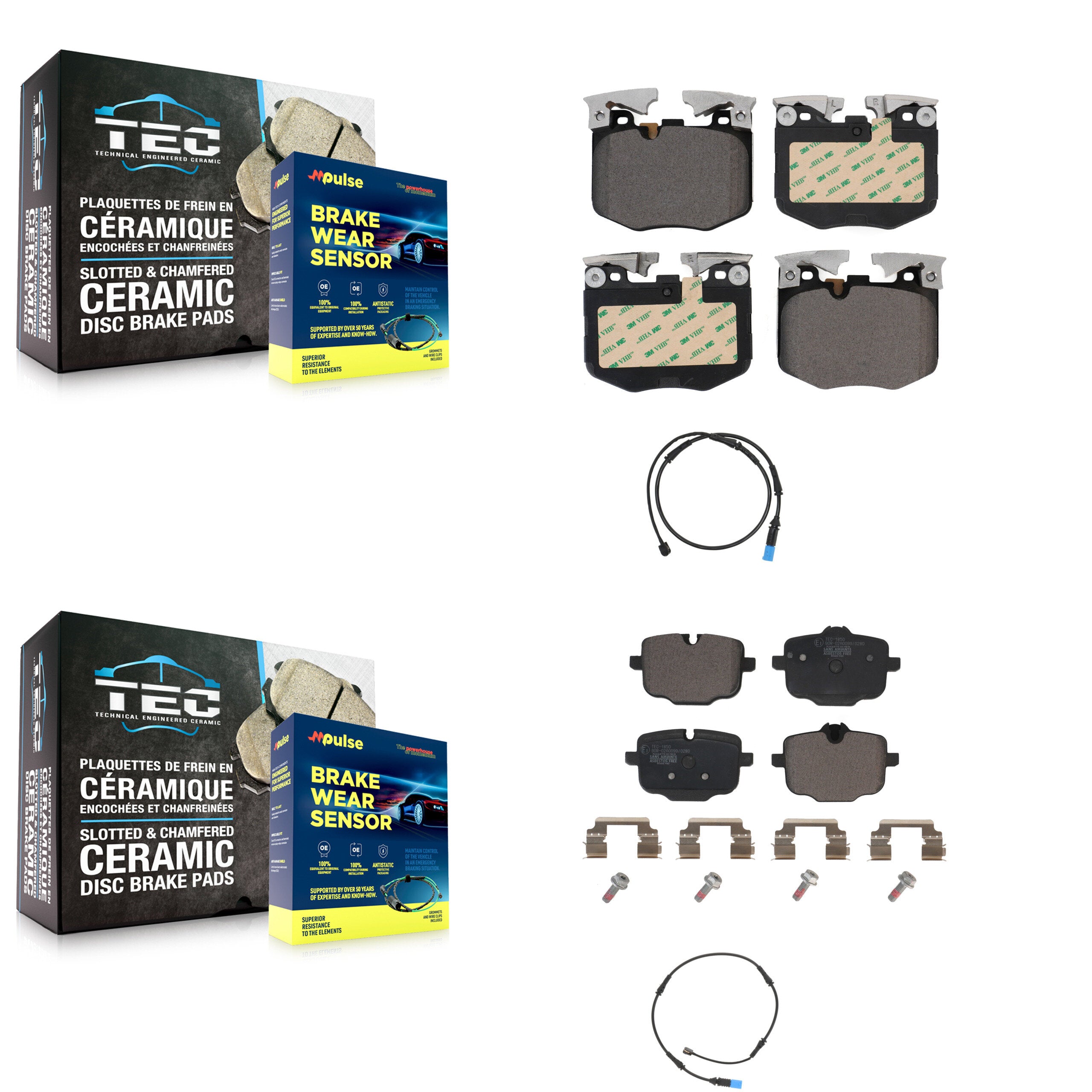 Front Rear Ceramic Disc Brake Pads And Wear Sensors Kit For BMW X5 X7 KTW-100275