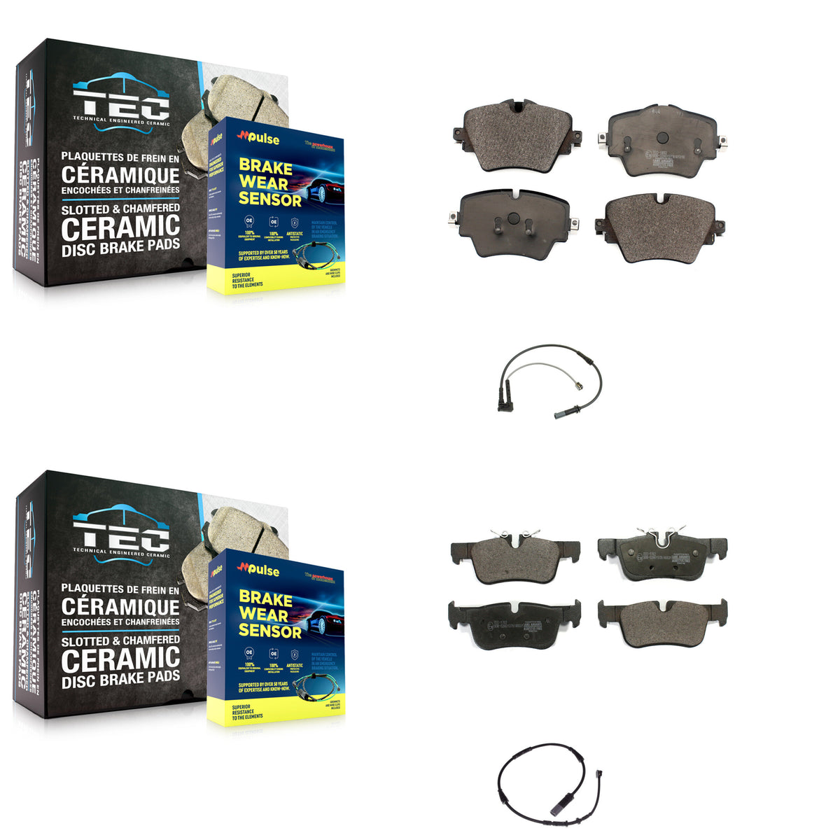 Front Rear Ceramic Brake Pads & Wear Sensor Kit For BMW X1 Mini Cooper Countryman X2 228i KTW-100279