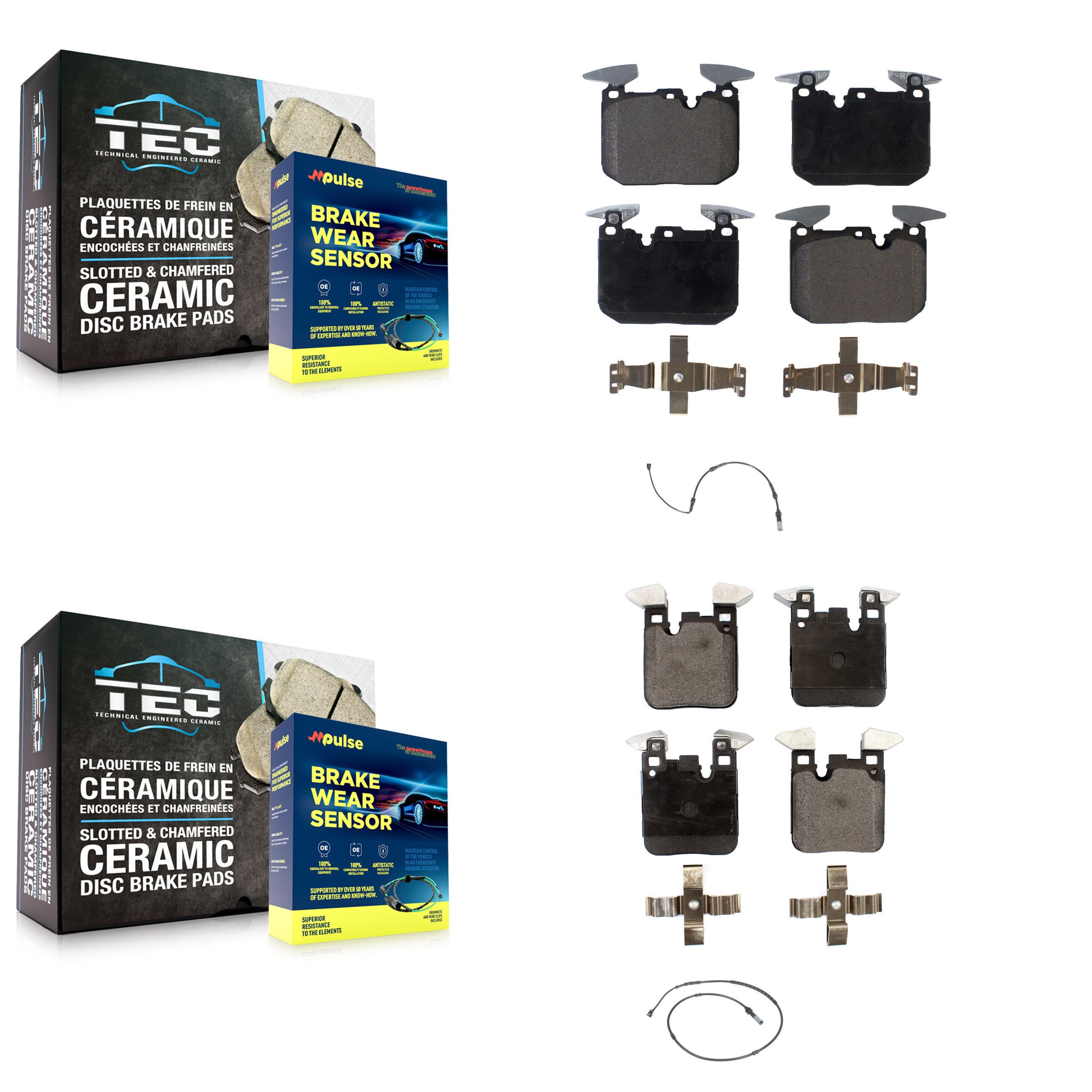 Front Rear Ceramic Brake Pads Wear Sensor Kit For BMW 340i xDrive 435i 440i Gran Coupe M2 KTW-100284