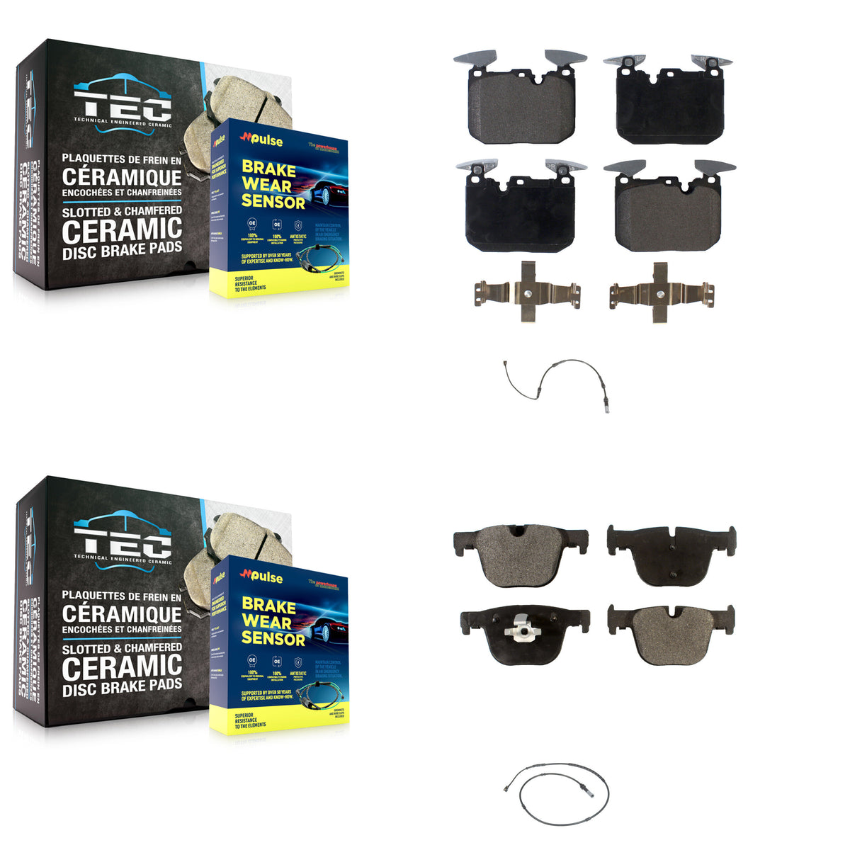 Front Rear Ceramic Brake Pads Wear Sensor Kit For BMW 340i xDrive 435i 440i Gran Coupe GT KTW-100285