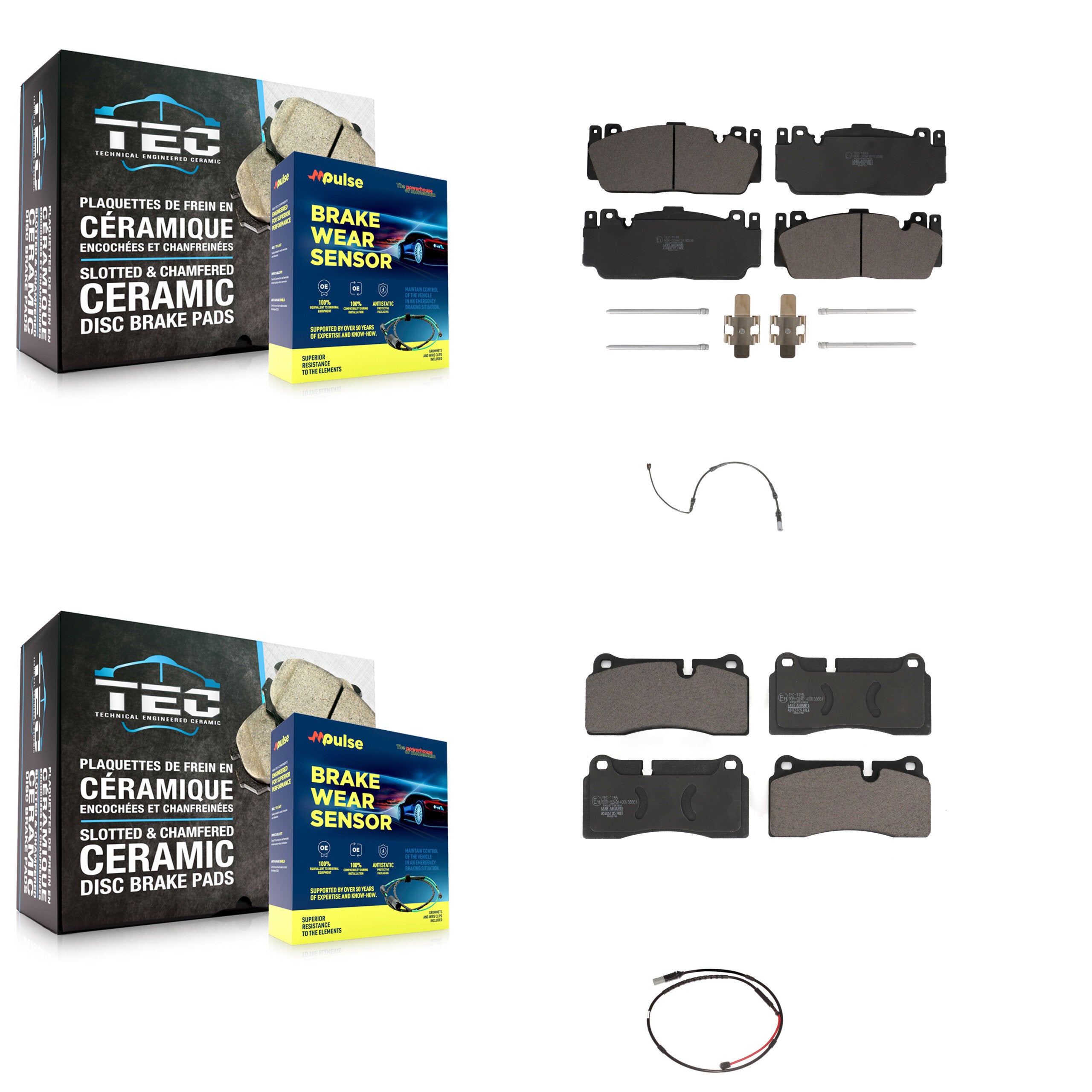 Front Rear Ceramic Brake Pads Wear Sensor Kit For BMW M3 M2 With Composite Brakes KTW-100290