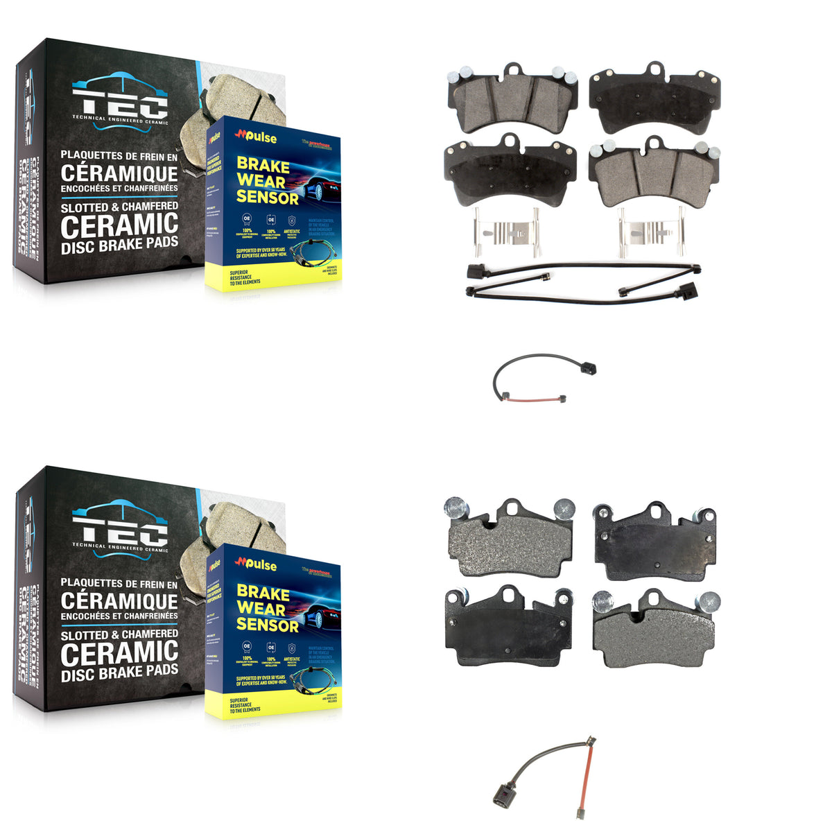 Front Rear Ceramic Disc Brake Pads And Extra Wear Sensors Kit For Audi Q7 Porsche Cayenne KTW-100297