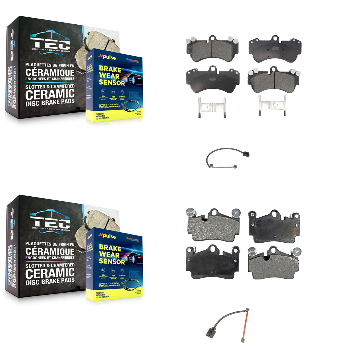Front Rear Ceramic Disc Brake Pads And Wear Sensors Kit For Porsche Cayenne KTW-100298