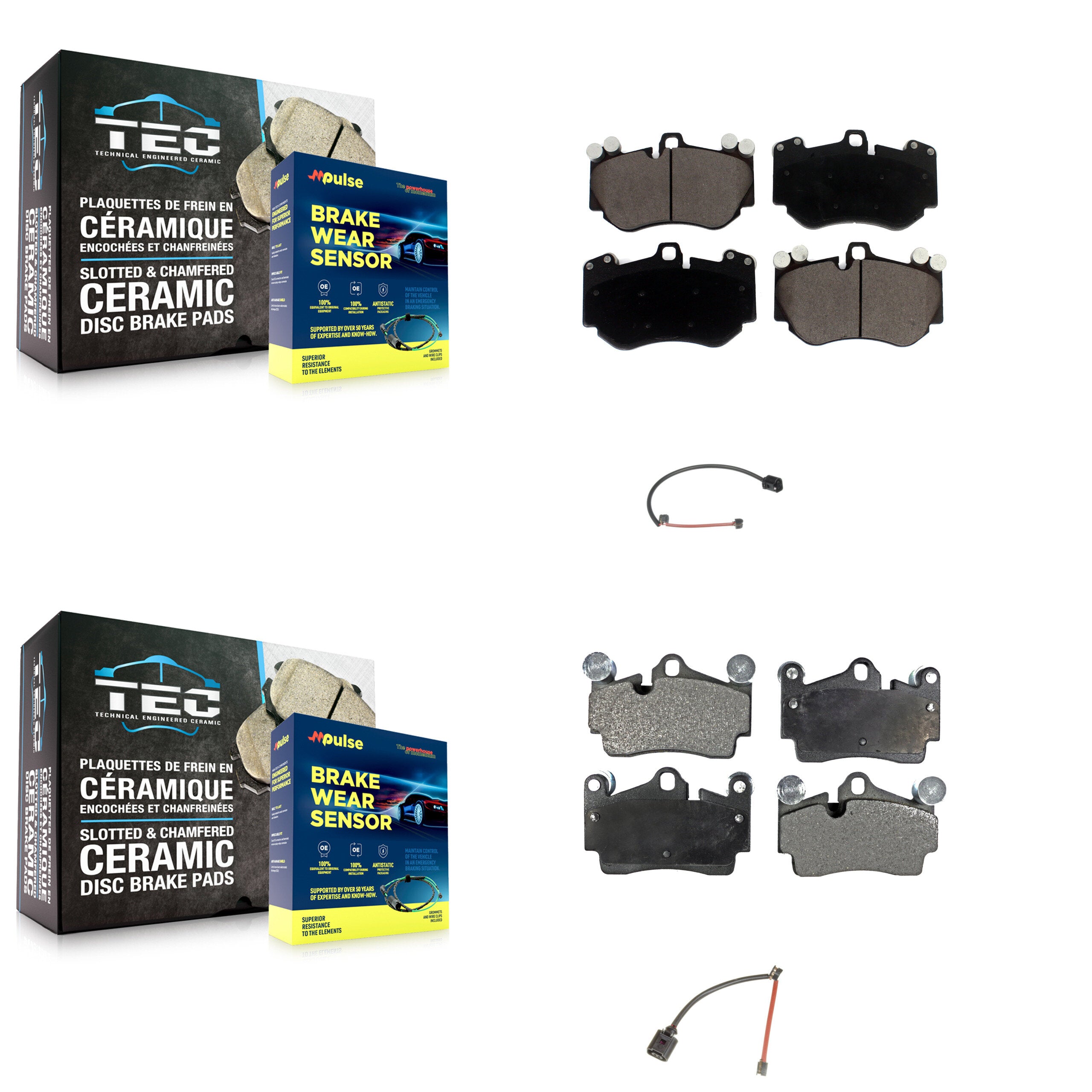 Front Rear Ceramic Disc Brake Pads And Wear Sensors Kit For Porsche Cayenne KTW-100299